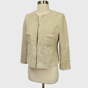 VILAGALLO IT 38 US‎ 8 Faux Pearl Tweed Crop Blazer